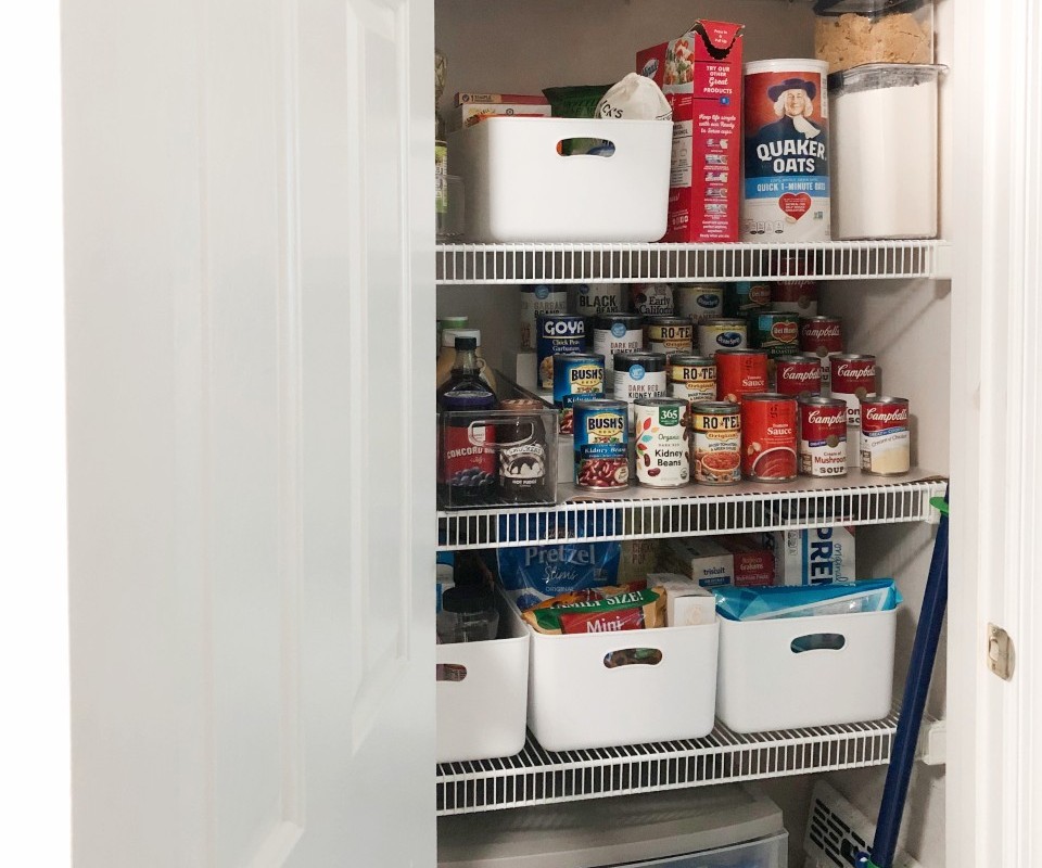 A closet pantry with wire shelving organized by Nolensville Home Organizing